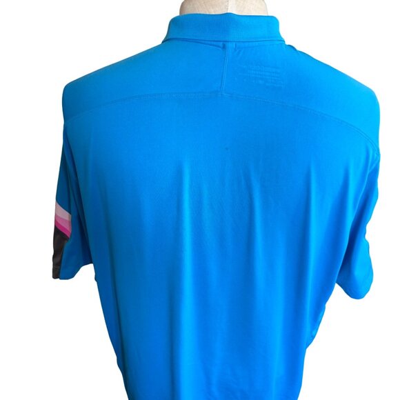 Nike Golf Tour Performance Dri Fit Polo Shirt Men XL Blue Colorblock S/S Logo Sw - Picture 8 of 14
